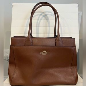 Coach crossgrain leather shoulder tote. Chestnut brown.